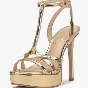 Jessica Simpson Shiny Gold Strappy Heels